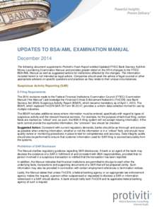 Updates to BSA/AML Examination Manual