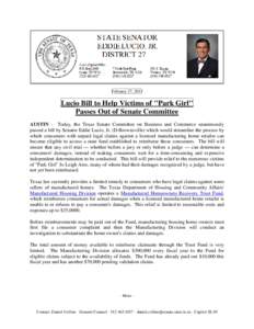 February 27, 2013  Lucio Bill to Help Victims of 