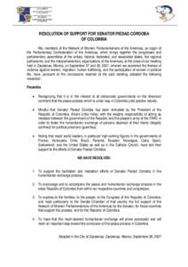 Piedad Córdoba / Humanitarian exchange / Álvaro Uribe / Córdoba / Andean diplomatic crisis / Colombia / Politics / Revolutionary Armed Forces of Colombia