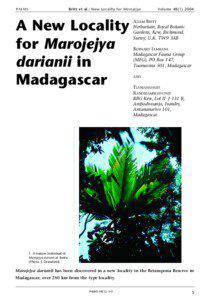 Britt et al.: New Locality for Marojejya  PALMS