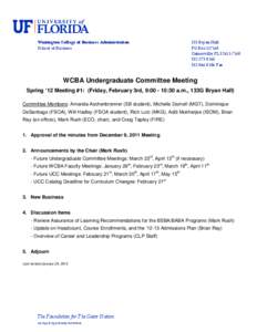 WCBA Undergraduate Committee Meeting February 3rd 2012