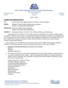 North Carolina Department of Environment and Natural Resources Division of Environmental Health Beverly Eaves Perdue Governor  Terry L. Pierce