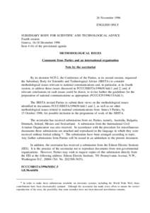 26 November 1996 ENGLISH ONLY SUBSIDIARY BODY FOR SCIENTIFIC AND TECHNOLOGICAL ADVICE Fourth session Geneva, 16-18 December 1996