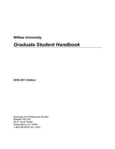 Wilkes University  Graduate Student HandbookEdition