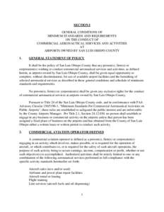 SECTION I GENERAL CONDITIONS OF MINIMUM STANDARDS AND REQUIREMENTS ON THE CONDUCT OF COMMERCIAL AERONAUTICAL SERVICES AND ACTIVITIES AT