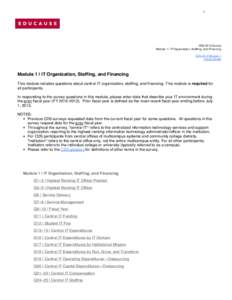 1  CDS 2013 Survey Module 1 | IT Organization, Staffing, and Financing CDS 2012 Module 1 Survey Errata
