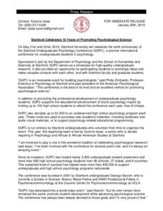 2010 Press Release -- Stanford Undergraduate Psychology Conference