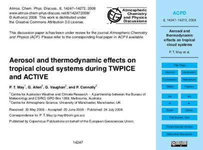 Atmos. Chem. Phys. Discuss., 8, 14247–14272, 2008 www.atmos-chem-phys-discuss.net/ © Author(sThis work is distributed under the Creative Commons Attribution 3.0 License.  Atmospheric