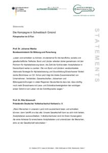 Statements  Fürsprecher im O-Ton Prof. Dr. Johanna Wanka Bundesministerin für Bildung und Forschung