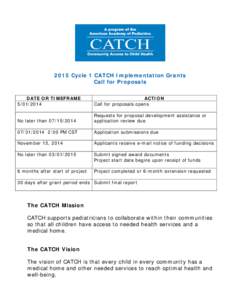 2015 Cycle 1 CATCH Implementation Grants Call for Proposals DATE OR TIMEFRAME[removed]ACTION