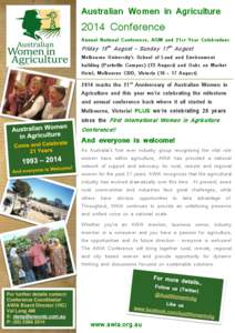 Australian Women in Agriculture[removed]Conference Annual National Conference, AGM and 21st Year Celebrations