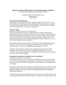 ACBSCT Meeting Summary Notes - May 9, 2012