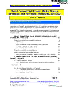 Smart Commercial Drones: Table of Contents and List of Tables and Figures  Smart Commercial Drones: Market Shares, Strategies, and Forecasts, Worldwide, Table of Contents Smart Commercial Drones Executive Summa