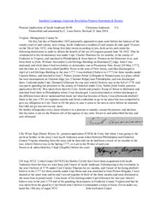 Southern Campaign American Revolution Pension Statements & Rosters Pension Application of Jacob Anderson R184 Christiana Anderson Transcribed and annotated by C. Leon Harris. Revised 21 June[removed]VA