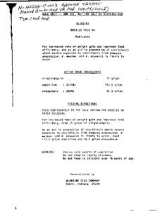 Virginiamycin, Amprolium, and Ethopabate Blue Bird Label