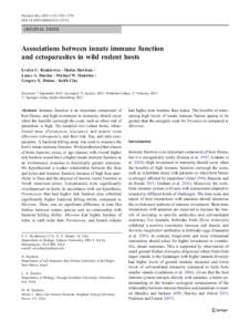 Parasitol Res[removed]:1763–1770 DOI[removed]s00436[removed]ORIGINAL PAPER  Associations between innate immune function