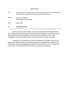 MEMORANDUM  TO: File on Response to Questions Posed by Commissioners Aguilar, Paredes, and Gallagher (Division of Risk, Strategy, and Financial Innovation, Nov. 30, 2012)