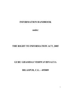 INFORMATION HANDBOOK  under THE RIGHT TO INFORMATION ACT, 2005