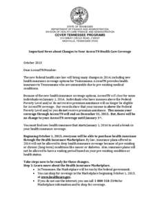 Important News about Changes to Your AccessTN Health Care Coverage