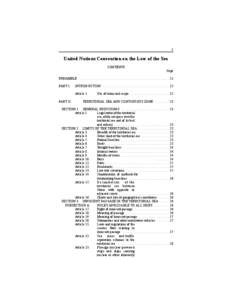 7  United Nations Convention on the Law of the Sea CONTENTS Page PREAMBLE . . . . . . . . . . . . . . . . . . . . . . . . . . . . . . . . . . . . . . . . . . . . . . . . . . . . 21