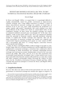 The Economic Journal, 109 (November), F655±F659. # Royal Economic Society[removed]Published by Blackwell Publishers, 108 Cowley Road, Oxford OX4 1JF, UK and 350 Main Street, Malden, MA 02148, USA.  MONETARY MODELS OF DOLL