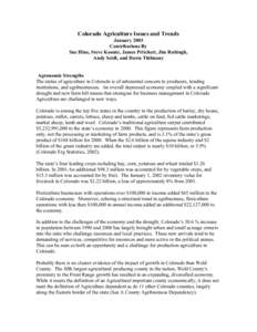 Colorado Agriculture Issues and Trends January 2003 Contributions By Sue Hine, Steve Koontz, James Pritchett, Jim Rubingh, Andy Seidl, and Dawn Thilmany Agronomic Strengths