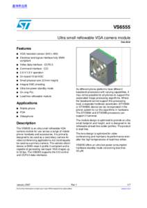 查询供应商  VS6555 Ultra small reflowable VGA camera module Data Brief