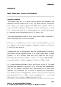 Chapter 16  Chapter 16: Death Registration, Burial and Exhumation  Summary of findings: