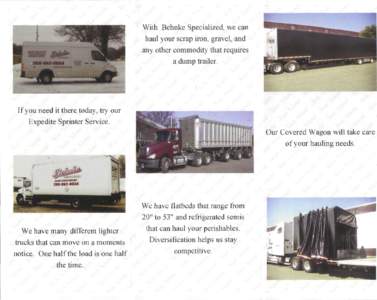 With Behnke Specialized, we can haul your scrap iron, gravel, and i- that requires any other commodity a dump trailer.