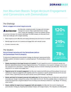 Iron Mountain Boosts Target Account Engagement and Conversions with Demandbase The Challenge Attract, engage and convert target accounts Iron Mountain, a leading provider of storage and information management services, h