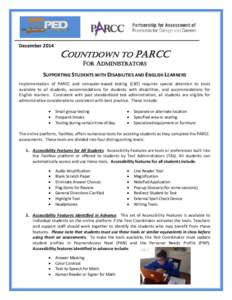 December[removed]COUNTDOWN TO PARCC FOR ADMINISTRATORS  SUPPORTING STUDENTS WITH DISABILITIES AND ENGLISH LEARNERS