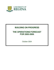 BUILDING ON PROGRESS THE OPERATIONS FORECAST FOR[removed]October 2004