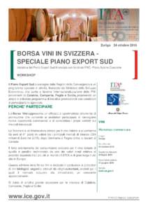 BORSA VINI IN SVIZZERA - SPECIALE PIANO EXPORT SUD Offerta ICE-Agenzia  Zurigo