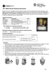 4G/Y2.2/S/** USA/+AA7854 (** DOM) PK- GNA16 Series Packing Instructions Shipper must ensure compatibility with all packaging materials and follow all appropriate transport regulations. For air