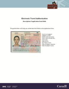 Electronic Travel Authorization Description of application form fields The guide below will help you understand the fields on the application form.  Country of passport
