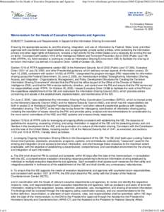 Public safety / Intelligence Reform and Terrorism Prevention Act / Homeland Security Act / Director of National Intelligence / Information sharing / United States Department of Homeland Security / Executive Order 13388 / Central Intelligence Agency / National Counterterrorism Center / Government / National security / Information Sharing Environment