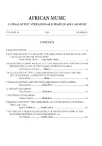 AFRICAN MUSIC JOURNAL OF THE INTERNATIONAL LIBRARY OF AFRICAN MUSIC VOLUME