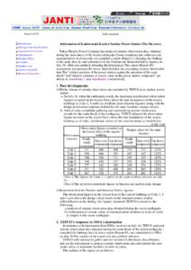 Earthquake engineering / Nuclear technology / Economy of Japan / Structural engineering / Nuclear safety / Response spectrum / Kashiwazaki-Kariwa Nuclear Power Plant / Fukushima Daiichi nuclear disaster / Tokyo Electric Power Company / Civil engineering / Fukushima Prefecture