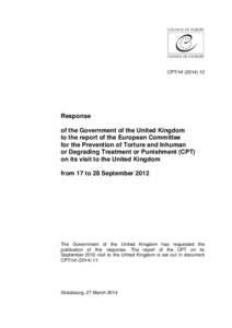 CPT/Inf[removed]Response of the Government of the United Kingdom to the report of the European Committee for the Prevention of Torture and Inhuman