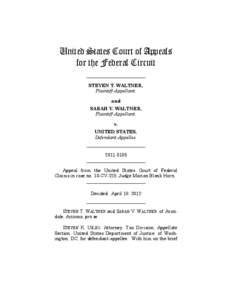 United States Court of Appeals for the Federal Circuit __________________________ STEVEN T. WALTNER, Plaintiff-Appellant, and