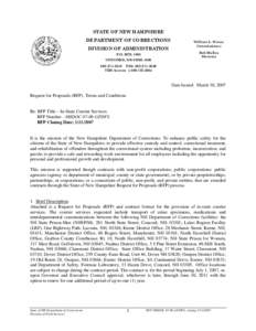 New Hampshire Department of Corrections / Request for proposal / Lakes Region Facility / Proposal / New Hampshire State Prison for Women / Department of Corrections / Business / Sales / Procurement