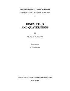 MATHEMATICAL MONOGRAPHS CONTRIBUTED BY WILHELM BLASCHKE 4