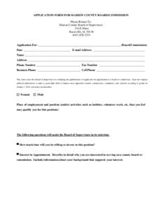 Marion County, Iowa - Application Form for County Boards/Commissions