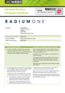 UK Good Practice Principles certificate Company:  RadiumOne