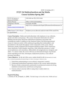 ET/JT 316 Multiculturalism and the Media u:/multi/syllabus03