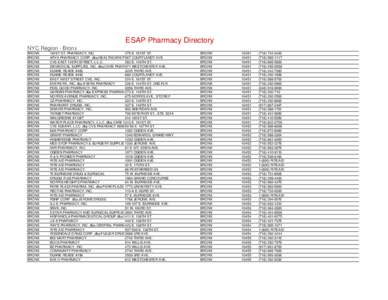 Directory of ESAP Pharmacies