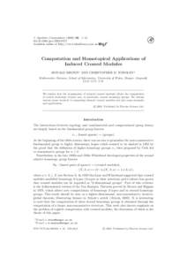 J. Symbolic Computation[removed], 1–13 doi:[removed]jsco[removed]Available online at http://www.idealibrary.com on Computation and Homotopical Applications of Induced Crossed Modules