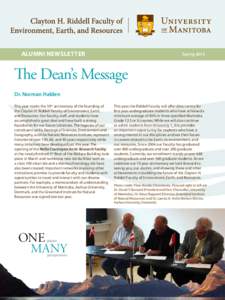 Alumni Newsletter  Spring 2013 The Dean’s Message Dr. Norman Halden