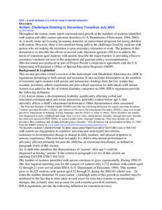 QTA – A brief analysis of a critical issue in special education  Overview Autism: Challenges Relating to Secondary Transition July 2004 by Eve Müller