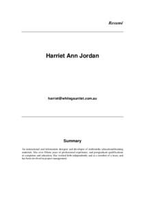 Resumé  Harriet Ann Jordan [removed]